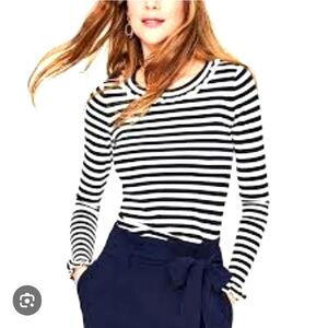 Boden Bernadette Striped Ruffle Knit Sweater, Size 2